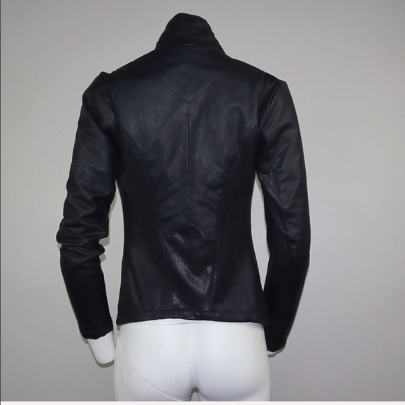 Open Lapel Leather Jacket - Picture 3 of 6